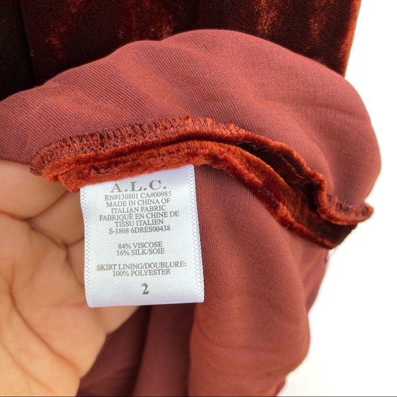 A.L.C. Carlo Cognac Rust Velvet Wrap Mini Dress - Picture 7 of 7